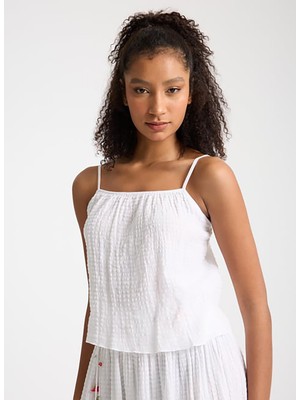 White By Nature Düz Yaka Beyaz Kadın Bluz 120648