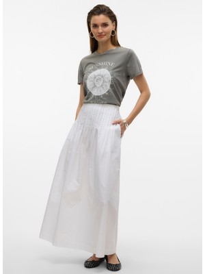 Vero Moda Orta Bel Beyaz Kadın Uzun Etek Vmdısla Mw Long Skırt Wvn Btq