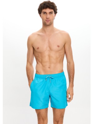 Erkek Düz Renk Ince Kumaş Deniz Şortu Cepli Fileli Astarlı Hızlı Kuruyan Su Itici Orta Boy 25SM111ST