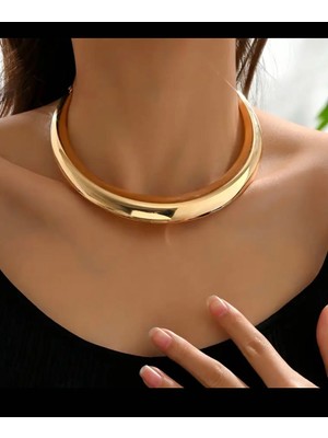 Altın Rengi Trend Chocker Tasma Kolye