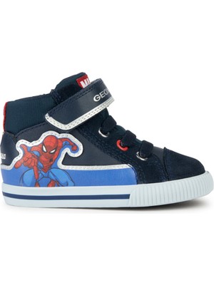 Geox Erkek Bebek Lacivert Spider Man Bantlı Desenli Deri Sneaker B36A7D08554C4226