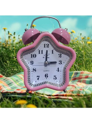 UltraNova Pembe Yıldız Model Çalar Saat, Analog Zaman Göstergesi, Plastik Malzeme