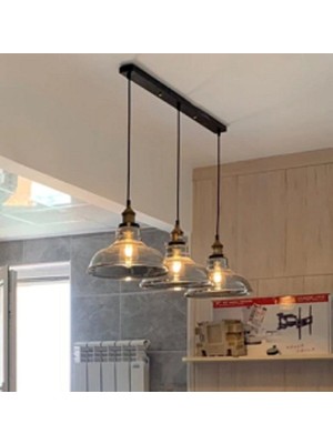 UltraNova Rustik 3'lü cam sarkıt avize, siyah, 60cm uzunluk, şık ve modern tasarım