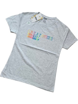 Almi Ön-Arka Kabartma Baskılı Kız T-Shirt