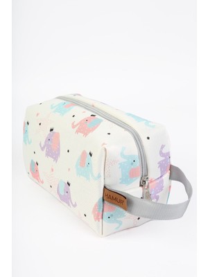 Nidage Fermuarlı Kirli Temiz ve Islak Kuru Bebek Çamaşır Giysi Kıyafet Çok Amaçlı Makyaj Çantası Elephant