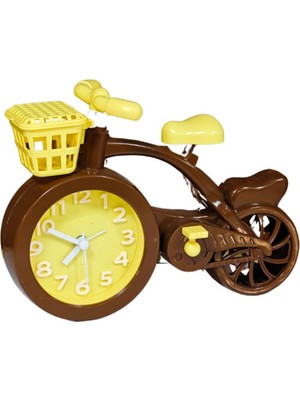 UltraNova Kahverengi bisiklet modeli çalar saat, analog zaman göstergesi, dayanıklı plastik materyal