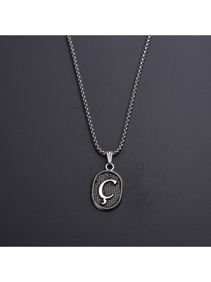 İdol Avm Trend Kişiye Özel Ç Harfli Erkek Çelik Kolye Takı Hediyelik Aksesuar
