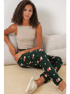4323 Desenli Pijama Altı - A. Zümrüt Yeşili