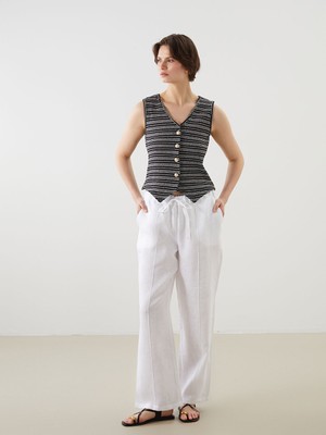 Lc Waikiki Yeni Sezon Beli Lastikli Keten Kadin Pantolon - S5OF76Z8