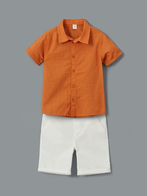 Lc Waikiki Yeni Sezon Kisa Kollu Basic Erkek Bebek Gomlek ve Sort 2'li Takim - S5CG14Z1