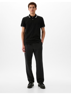 Gap Erkek Siyah Keten Karışımlı Pull-On Pantolon