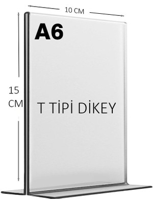 Heroglas A6 T Tipi Dikey Masa Üstü Şeffaf Pleksi 10x15 cm Fiyatlık-Menü-Broşürlük