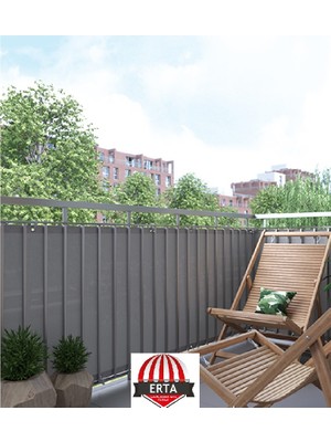 3.5 Metre x 70 cm Gri Renk Polyester Balkon Demiri Brandası Su Geçirmez  650G