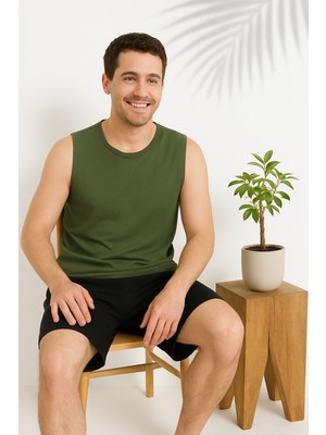 Erkek Pamuklu Kolsuz Curve Büyük Beden Şortlu