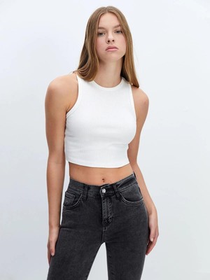 Lcw Vision  Bisiklet Yaka Dokulu Kadın Crop  (S5)