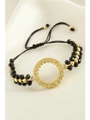 Çyrek Altın Koyulabilir Kristal Taşlı Bileklik