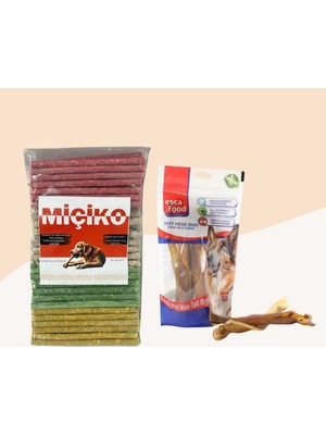 100LÜ Renkli Munchy Köpek Ödülü + Dana Kelle Derisi 100GR