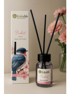 Koku Life Buket Çubuklu Oda ve Ortam Kokusu 50 ml Çiçeksi ve Yumuşak Esinti