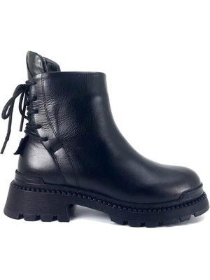 Albini 10003 Hakiki Deri Günlük Bayan Bot-Siyah