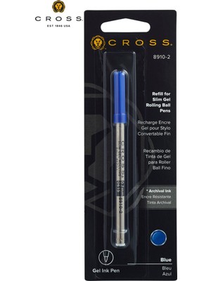 Cross 8910-2 Slim Roller Için Ince Jel Roller Refill Mavi (6* 1'li Kart / 6 Adet)