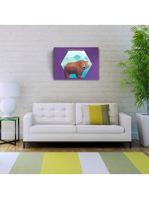 Boz Ayı Figürü Soyut Çalışma Kanvas Tablo 50 x 70