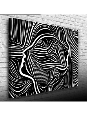 Soyut Insan Portresi Siyah Beyaz Kanvas Tablo 50 x 70