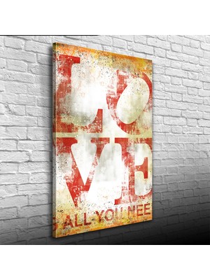 Love Poster Kırmızı Beyaz Tonlarda Kanvas Tablo 50 x 70