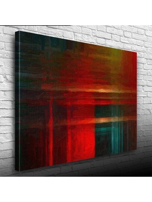 Kırmızı ve Lacivert Soyut Çalışma Kanvas Tablo 50 x 70