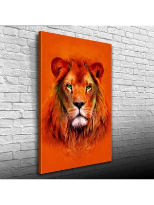 Aslan , Turuncu Tonlarda Dekoratif Kanvas Tablo 50 x 70