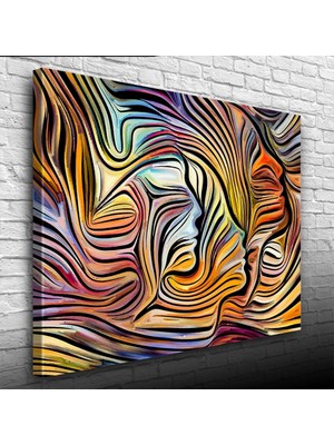 Soyut , Turuncu ve Mavi Tonlar Face Kanvas Tablo 50 x 70