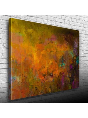 Sarı ve Yeşil Tonlarda Soyut Yağlıboya Kanvas Tablo 50 x 70