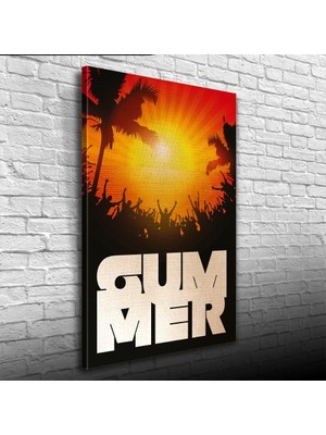 Turuncu ve Siyah Tonlarda Summer Afiş Görseli Kanvas Tablo 50 x 70