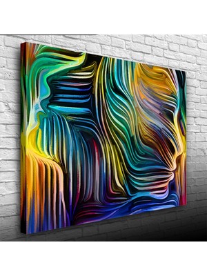 Dekoratif Renkli Hologram Insan Silueti Kanvas Tablo 50 x 70