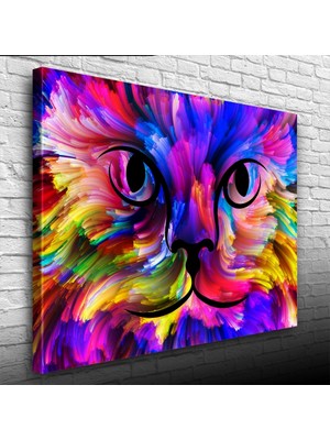 Renk Paletindeki Kedi Kanvas Tablo 50 x 70