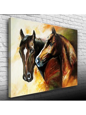 Iki At Yağlıboya Kanvas Tablo 50 x 70