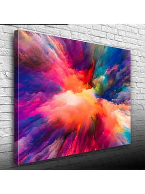 Mavi ve Kırmızı Tonlarda Soyut Çalışma Kanvas Tablo 50 x 70