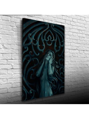 Soyut , Siyah ve Gri Tonlarda Kadın Tasviri Kanvas Tablo 50 x 70