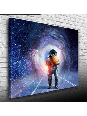 Gezegen Taşıyan Astronot Kanvas Tablo 50 x 70