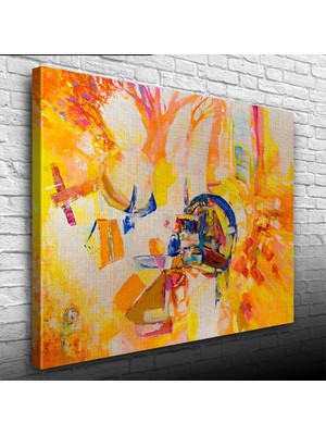 Soyut, Sarı Tonlarda Ormanda Kamp, Kanvas Tablo 50 x 70