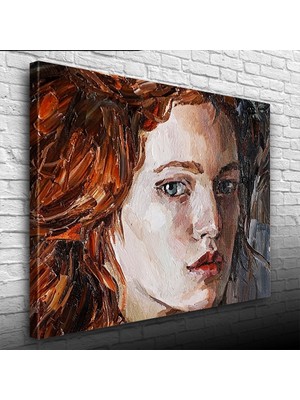 Kızıl Saçlı Yağlı Boya Kadın Portresi Kanvas Tablo 50 x 70