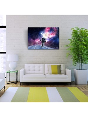 Yolda Koşan Astronot Kanvas Tablo 50 x 70