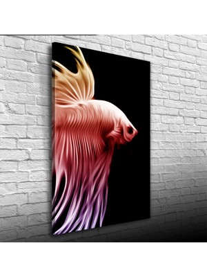 Siyah Fonda Kırmızı Balık Kanvas Tablo 50 x 70