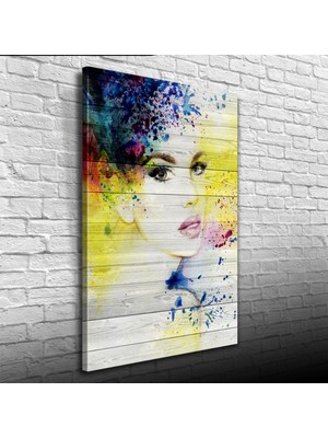 Sarı Beyaz Tonlarda Kadın Portresi Kanvas Tablo 50 x 70