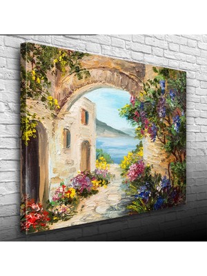 Taş Kemerin Ardında Deniz Manzarası Yağlıboya Kanvas Tablo 50 x 70