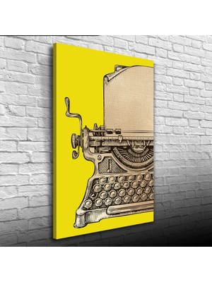 Sarı Zeminde Daktilo Kanvas Tablo 50 x 70