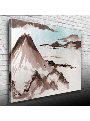 Karlı Dağlar Gri Bulutlar Yağlıboya Kanvas Tablo 50 x 70