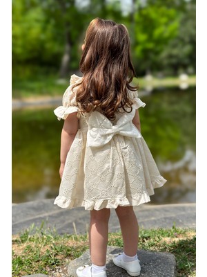 Kız Bebek Elbise Kız Çocuk Elbise Doğum Günü Parti Düğün Elbise Dantelli Kısa Kol astarlı elbise