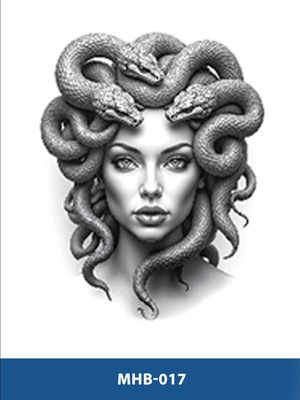 Attach MHB-018 Orta Boy Medusa ve Yılan Desen Geçici Dövme-Tatto