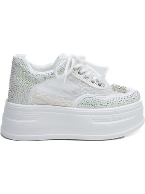 Yüksek Taban Taşlı Kadın Sneaker