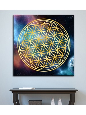Yaşam Çiçeği Kutsal Geometri Sri Yantra Kanvas Tablo